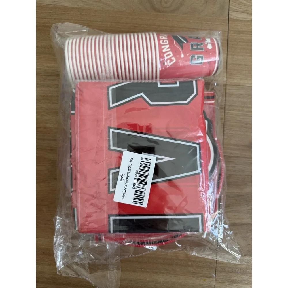 Class of 2026 Graduation Party Supplies Banner Plates Cups Napkins Decor Set Red